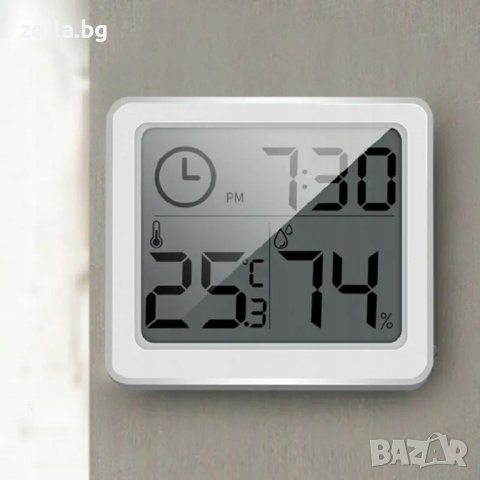 Хигрометър и термометър стаята с часовник и голям LCD екран дигитален за измерване на температура вл, снимка 7 - Друга електроника - 36629831