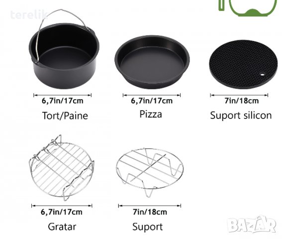 Ново Универсален Комплект аксесоари 11 части за  фритюрник с горещ въздух air fryer от вносител., снимка 2 - Фритюрници - 39846345