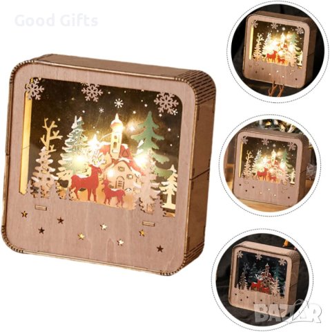 LED Светеща Коледна дървена къща, снимка 5 - Декорация за дома - 43072237