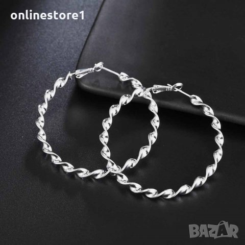 Сребърни Обеци Халки Касиопея BH343 , снимка 2 - Обеци - 32814630