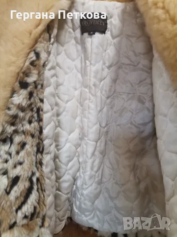 Леопардово палто еко косъм с голяма яка. , снимка 2 - Палта, манта - 48848045