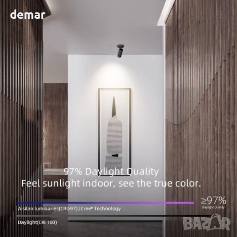 Въртящ се черен LED прожектор за таван 12W топло бяло 3000K, снимка 7 - Лед осветление - 43173235