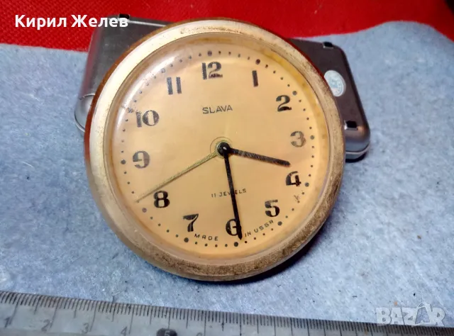 SLAVA 11 JEWELS MADE in USSR Стар КОЛЕКЦИОНЕРСКИ РУСКИ МЕХАНИЧЕН БУДИЛНИК СЛАВА 44054, снимка 6 - Антикварни и старинни предмети - 47695100