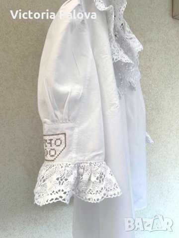 Ексклузивна риза(блуза),лен,кроше., снимка 5 - Ризи - 33201829