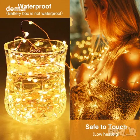 Коледни лампички на батерии с таймер, 6 броя по 3 метра/30 LED, снимка 3 - Декорация за дома - 49905567