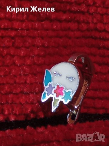 ИЗЯЩНА АНГЛИЙСКА СРЕБЪРНА ВИНТИДЖ АРТ ОБЕЦА СРЕБРО 925 с ЦВЕТЕН КЛЕТЪЧЕН ЕМАЙЛ РЪЧНА ИЗРАБОТКА 39955