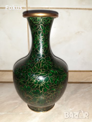 Cloisonne Клоазоне стара ваза бронз клетъчен емайл, снимка 6 - Антикварни и старинни предмети - 43202545
