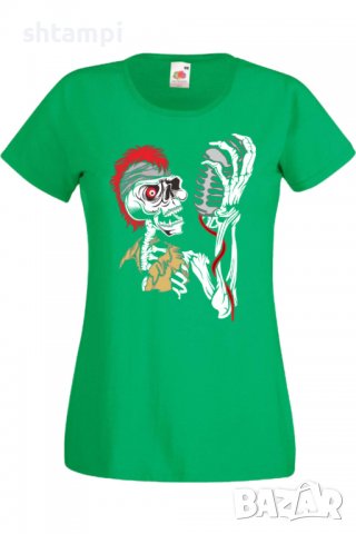 Дамска Тениска Sceleton singer,Изненада,Повод,Подарък,Празник, снимка 5 - Тениски - 37639423