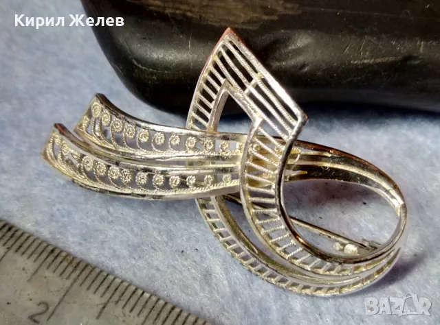 ПРЕКРАСНА НЕЖНА АЖУРНА СРЕБЪРНА АР НУВО СТИЛ БРОШКА СРЕБРО 925 Стара РЪЧНА РЕТРО ИЗРАБОТКА 40794