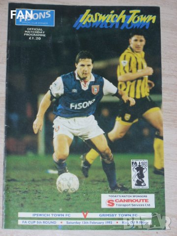 Ипсуич Таун оригинални футболни програми срещу Гримзби Уимбълдън и Лийдс 1993-94 постер Бончо Генчев, снимка 2 - Фен артикули - 32559211