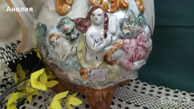 Capodimonte Italy съд с дръжка (кана) огромен , снимка 5 - Декорация за дома - 49664792