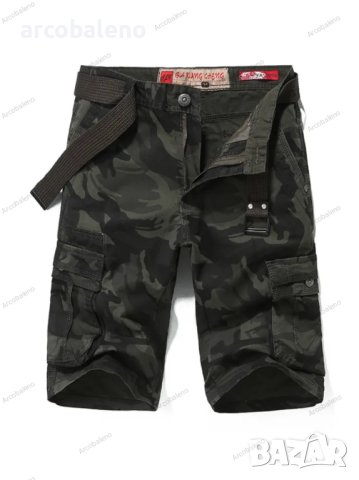 Мъжки къси панталони Camo Slim Military Cargo с колан, 3цвята - 023, снимка 3 - Къси панталони - 40551791