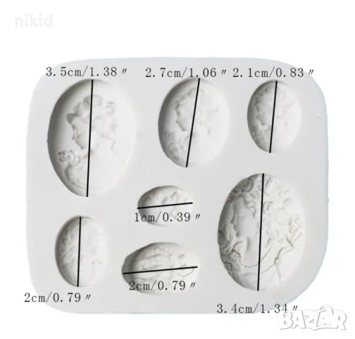 портрет Камео ретро жена дама овал брошка силиконов молд форма фондан украса декор, снимка 2 - Форми - 47442206