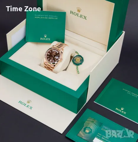 Rolex Day-Date 36mm Rose Gold Chocolate Dial Diamond Automatic Дамски Различни Варианти, снимка 2 - Дамски - 48183126