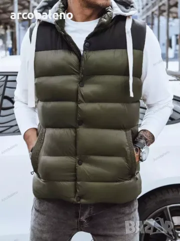 Мъжка ватирана жилетка с качулка, 3цвята , снимка 10 - Суичъри - 47781242