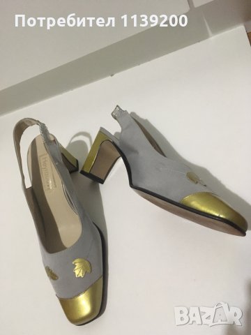 Heyraud Paris 41 луксозни официални френски обувки сребърно и златно , снимка 15 - Дамски елегантни обувки - 32962479