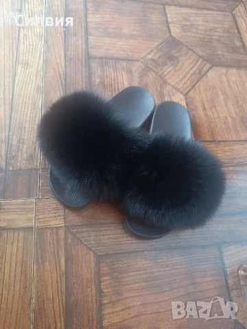 Чехли с естествен косъм , снимка 2 - Чехли - 50646576