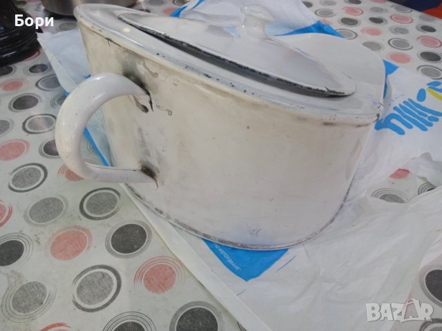 Стара емайлирана подлога с капак, снимка 6 - Други ценни предмети - 38497098