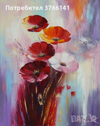 "Макова нежност" Картина 50х40 см, Маслена живопис с шпакла