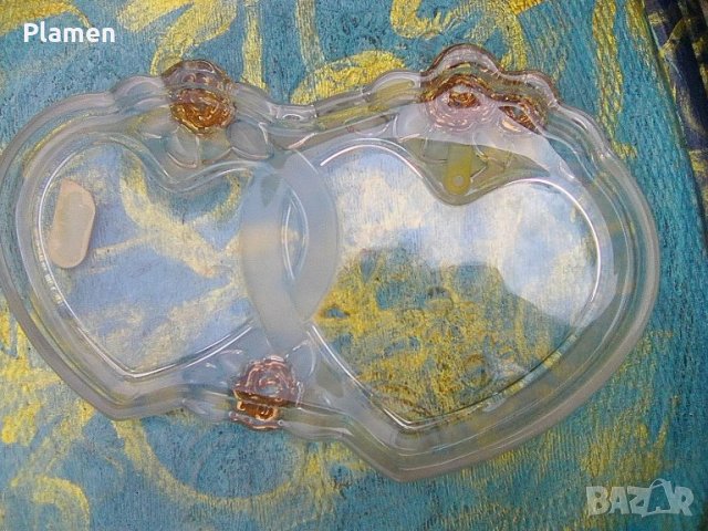 Две сърца за влюбени току що женени изработени от водно стъкло, снимка 2 - Декорация за дома - 37195613