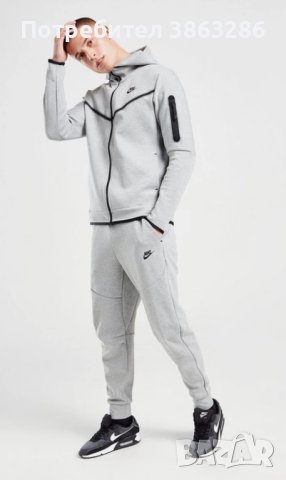 Нов мъжки сив екип Nike Tech Fleece, снимка 2 - Спортни дрехи, екипи - 42994067