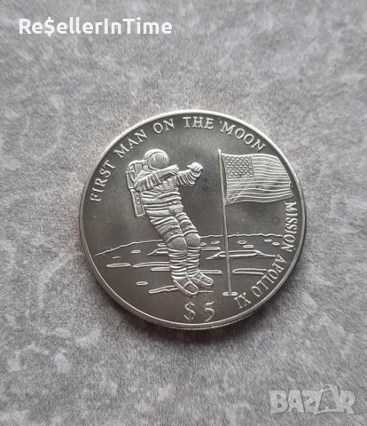 Възпоменателна монета 5 Dollars Man on the Moon, with "5 DOLLARS", снимка 2 - Нумизматика и бонистика - 43085876