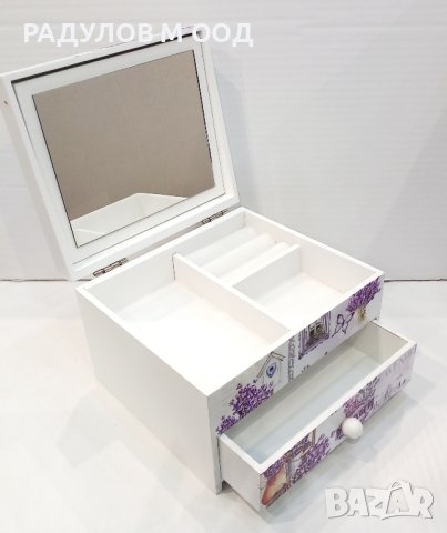 Стилна кутия за бижута с огледало и чекмедже /94884/, снимка 4 - Подаръци за жени - 43309297