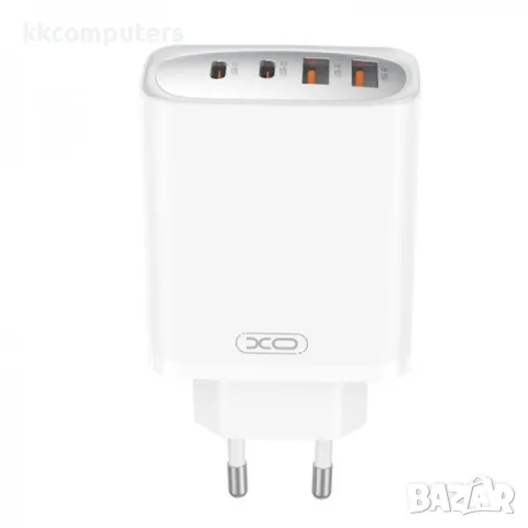 Зарядно/Адаптер 220V / XO-CE22 45W/ 2xPD, 2xUSB QC 3.0 / + Type-C - Type-C Кабел / Бял / Баркод : 45, снимка 2 - Оригинални зарядни - 48488159