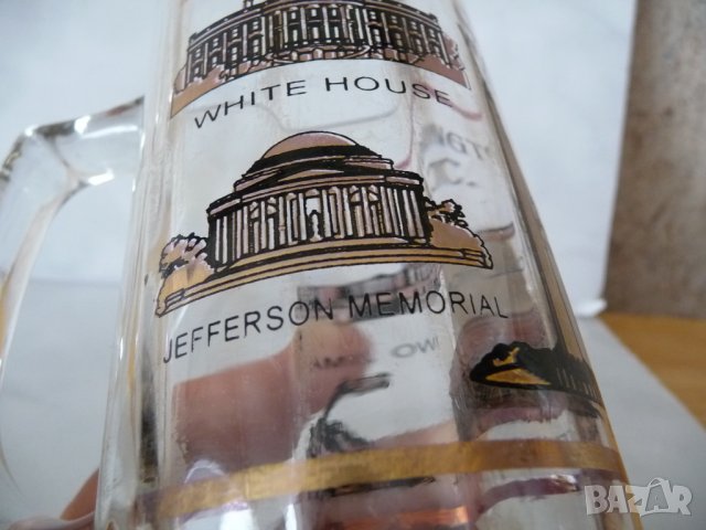 Стъклена халба за бира Вашингтон Белия дом Капитолия мемориал, снимка 6 - Чаши - 37375207