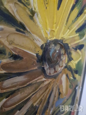 Релефна картина рисувана с маслени бои,подписана, снимка 6 - Картини - 43846214