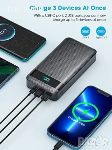 Нов Power Bank 30000mAh Бързо Зареждане 4 Порта Външна Батерия зарядно, снимка 7 - Друга електроника - 49307303