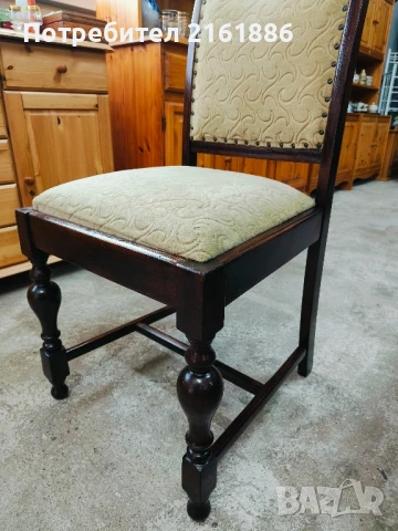 Здрав дъбов старинен трапезен стол , снимка 2 - Бебешки обувки - 51234232