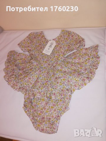 Детска рокличка с флорални мотиви и гащички , снимка 5 - Бебешки рокли - 38770659