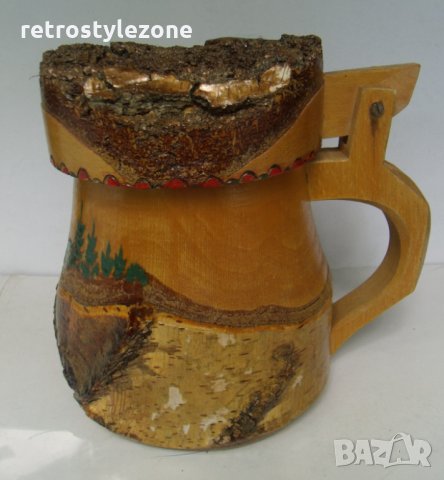 № 5478 стара дървена халба   - размери - височина 18 см , диаметър 13,5 см 