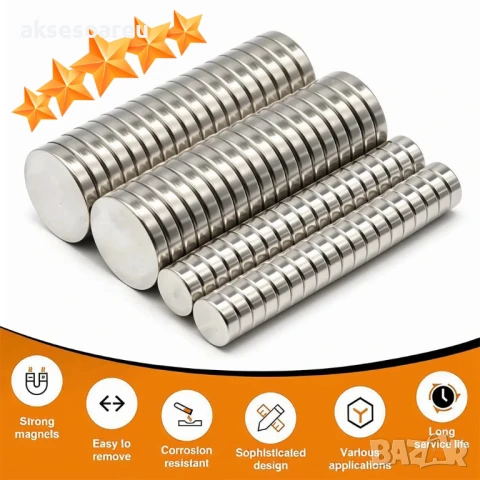 10 бр. Супер силни нови неодимови дискови малки 10 х 2 мм. мощни магнити за хладилник и офис магнит, снимка 18 - Други инструменти - 50522985