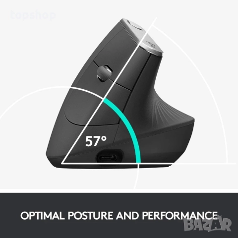 Нова вертикална безжична мишка Logitech MX Vertical – ергономичен дизайн, намалява мускулното..., снимка 2 - Клавиатури и мишки - 51628775