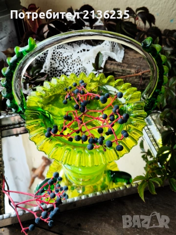 Купа/кошница цветно стъкло , снимка 6 - Антикварни и старинни предмети - 51955787