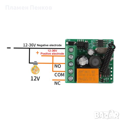 433Mhz RF дистанционно управление Безжичен превключвател DC 12V 24V 36V 10A 1CH RF  релеен приемник , снимка 3 - Друга електроника - 44110146