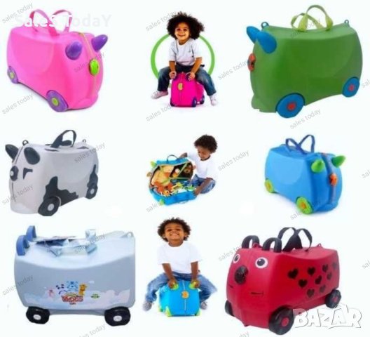 Детски куфар с колелца, 40см, 6 цвята, снимка 1
