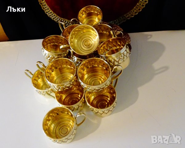 Позлатени чаши с разкошен релеф Wümak Germany 1899 г. , снимка 6 - Антикварни и старинни предмети - 39553305