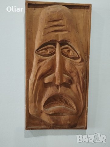 Дървено пано. Дърворезба. Маска. 