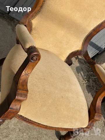 Викторианско кресло около 1900 година , снимка 4 - Антикварни и старинни предмети - 50531511