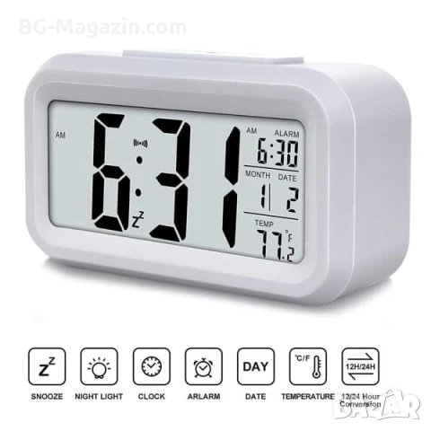 Постоянно светещ дигитален настолен часовник на ток за спалня офис електронен детска стая LED аларма, снимка 8 - Други - 51038332