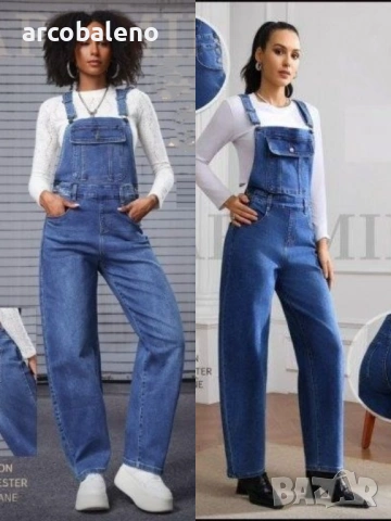 Моден дамски дънков гащеризон, 2цвята 