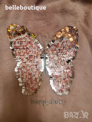 Страхотен изключително топъл бледо розов пуловер с пайети 104 см., снимка 3 - Детски пуловери и жилетки - 38725725