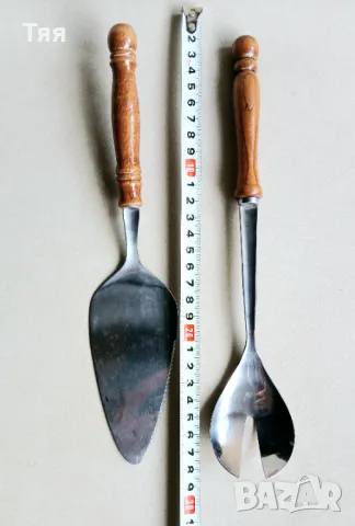 Прибори за сервиране с дървени дръжки , снимка 5 - Прибори за хранене, готвене и сервиране - 50172690
