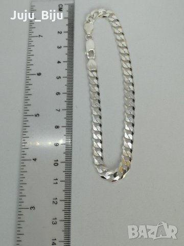 Нова сребърна гривна дължина около 22см може да бъде направена с дължина по Ваш избор, снимка 1 - Гривни - 28782064