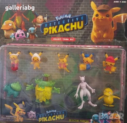 Комплект с фигурки на Покемон, детектив Пикачу (Pokemon, Pikachu), снимка 1 - Фигурки - 32727356