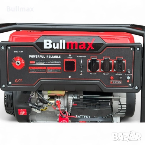  Бензинов генератор за ток Bullmax 7000, 7.0kW, преносим, 16HP, Монофазен, снимка 7 - Генератори - 52569748