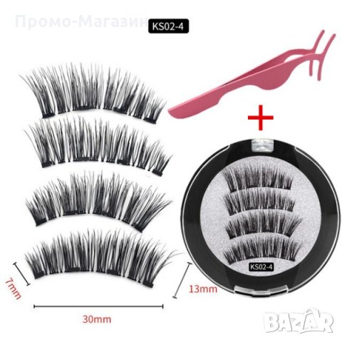 Комплект мигли с 4 магнита Magnetic Lashes, Eстествен косъм, Черен + Подарък апликатор., снимка 2 - Козметика за лице - 32926721
